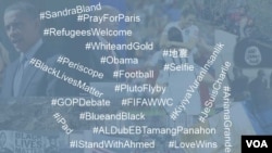 A collection of photos from topics that trended on Twitter in 2015, along with some of the most popular hashtags.