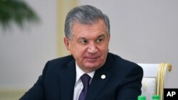 FILE - In this Oct. 11, 2019, photo, Uzbekistan's President Shavkat Mirziyoyev attends the meeting of the heads of CIS states in Ashgabat, Turkmenistan.