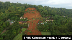 Longsor di Desa Ngetos, Kecamatan Ngetos, Kabupaten Nganjuk, Jawa Timur. (Foto: Courtesy/BPBD Kabupaten Nganjuk)