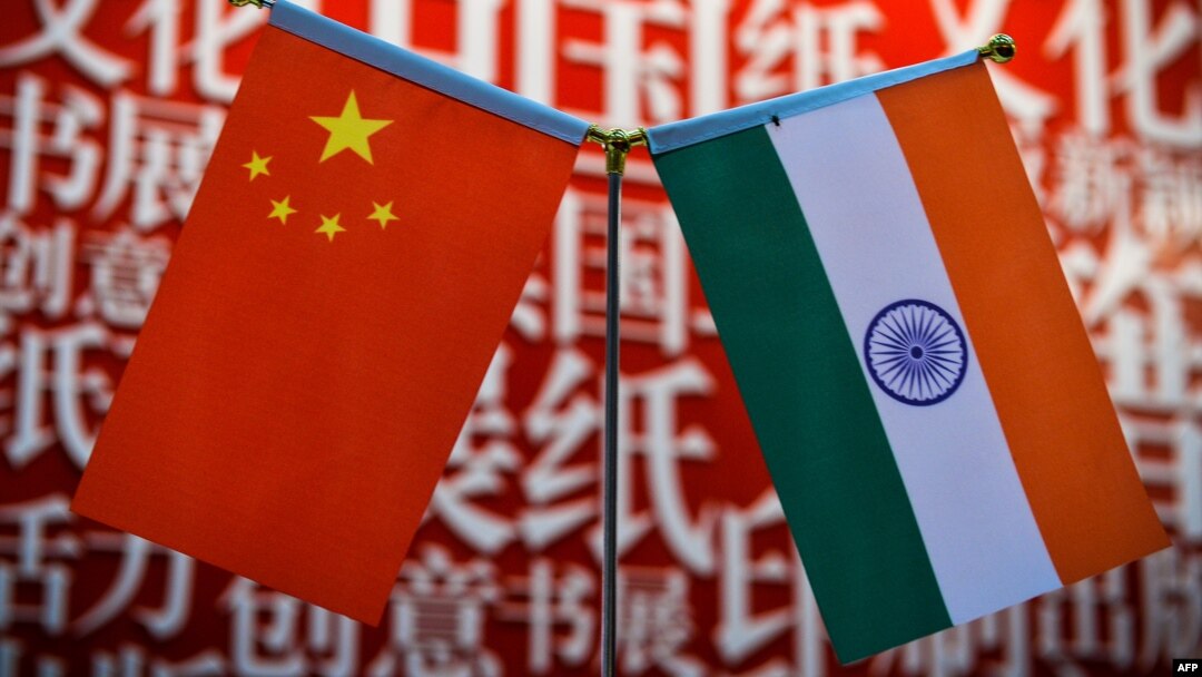 India China Flags