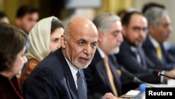 Afghan president Ashraf Ghani delivers a speech during the United Nations conference on Afghanistan on Nov. 28, 2018 at the UN Office in Geneva, Switzerland. 