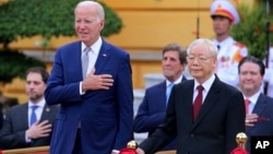 Ông Nguyễn Phú Trọng đón Tổng thống Mỹ Joe Biden hôm 10/9 năm 2023