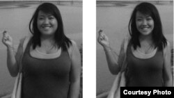 Participants in a study from the University of Washington are shown a normal size American and a digitally-adjusted photo of the person. (Photo courtesy of the University of Washington)