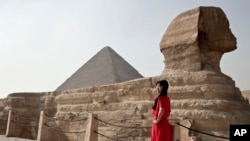 Les pyramides de Gizeh en Égypte, le lundi 7 août 2017. (AP Photo/Nariman El-Mofty