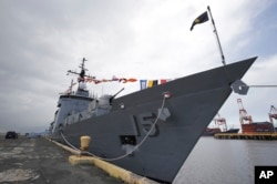 FILE - The BRP Gregorio Del Pilar Philippine warship, at Manila's pier, Philippines, Dec. 17, 2014. The warship is a refurbished former U.S. Coast Guard Hamilton-class weather high endurance cutter.