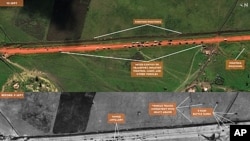 An apparent Sundanese Armed Forces battalion-sized mechanized convoy is shown in satellite imagery taken on September 9-10, 2011 by DigitalGlobe. For the full-size image, <a href="http://www.flickr.com/photos/enoughproject/6173397683/in/set-7215762760712