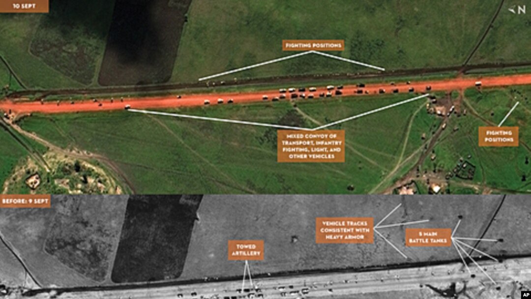 An apparent Sundanese Armed Forces battalion-sized mechanized convoy is shown in satellite imagery taken on September 9-10, 2011 by DigitalGlobe. For the full-size image, <a href="http://www.flickr.com/photos/enoughproject/6173397683/in/set-7215762760712