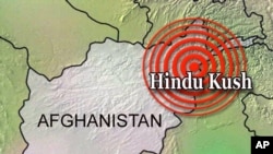 Afghanistan map with Hindu Kush locator and earthquake symbol