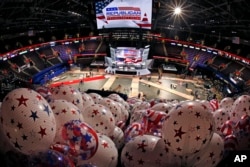 Balloons wait to be hoisted into the rafters of the Quicken Loans Arena as work continues in preparation for the upcoming Republican National Convention in downtown Cleveland, Ohio, July 14, 2016.