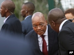 South African President Jacob Zuma attends a commemoration for anti-apartheid leader Chris Hani in Boksburg, South Africa, April 10, 2017.