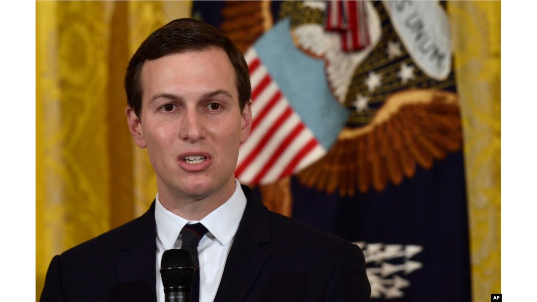 FILE - White House adviser Jared Kushner speaks in the East Room of the White House in Washington, May 18, 2018.