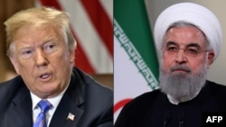 Ifoto ya perezida wa Amerika Donald Trump n'uwa Irani Hassan Rouhani 