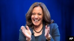 La sénatrice Kamala Harris, à l'Université George Washington, le 9 janvier 2019 (Photo AP / Sait Serkan Gurbuz)