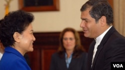 La consejera de Estado de la China, Liu Yandong, visita Ecuador para estrechar los lazos diplomáticos y comerciales entre su nación y el gobierno de Rafael Correa.