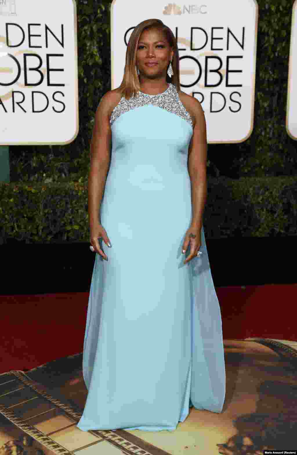 L&#39;actrice Queen Latifah à son arrivée aux Golden Globes.