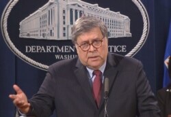 FILE - U.S. Attorney General William Barr speaks at a news conference at the Justice Department in Washington, June 4, 2020.