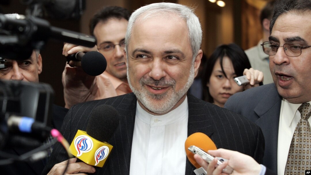 FILE - Javad Zarif, Iranian Ambassador to the United Nations speaks to reporters after Security Council consultations regarding Iraq, Iran and other matters at U.N. headquarters in New York, March 21, 2007