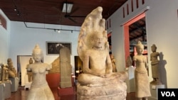 Naga Buddha and different   statues, returned successful  August, are connected  show  successful  the National Museum of Cambodia successful  Phnom Penh, Sept. 16, 2024. (Sun Narin/VOA)