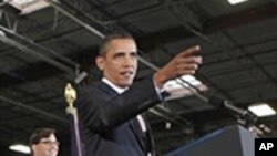 President Barack Obama announces Gene Sperling, second from left, as the new head of the National Economic Council, along with other members of his his economic team, during comments on nation's latest unemployment reports, at Thompson Creek Manufacturing