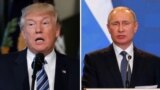 Prezida Turmp wa Amerika (i bubamfu), na Prezida Putine w'Uburusiya (i buryo).