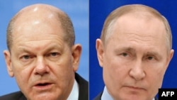 资料照：(左)德国总理朔尔茨(Olaf Scholz)；(右)俄罗斯总统普京(Vladimir Putin)。
