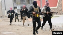 Tribal fighters aligned with government forces are seen patrolling the streets in the city of Falluja, 50 km west of Baghdad Jan. 5, 2014.