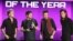 De izquierda a derecha, Niall Horan, Louis Tomlinson, Liam Payne y Harry Styles de One Direction aceptando el premio de Artista del Año de Amercian Music Awards en Los Ángeles, el domingo, 22 de noviembre de 2015.