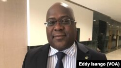 Félix Tshisekedi, président du Rassemblement de l’opposition congolaise (Rassop) lors d’une interview à la VAO Afrique, à Washington, 23 août 2017. (VOA/Eddy Isango)