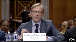 U.S. Special Representative for Iran Brian Hook testifies at a Senate Foreign Relations Committee hearing about U.S. policy on Iran, Oct. 16, 2019. (Screen grab of Senate foreign relations committee live stream)