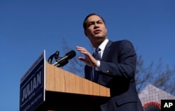 Former San Antonio Mayor and Housing and Urban Development Secretary Julian Castro speaks during an event where he announced his decision to seek the 2020 Democratic presidential nomination, Jan. 12, 2019, in San Antonio.