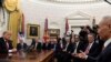 President Donald Trump, left, holds a meeting with Chinese Vice Premier Liu He, right, in the Oval Office of the White House in Washington, Jan. 31, 2019.