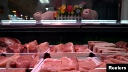 Thịt heo bày bán ở Trung Quốc.