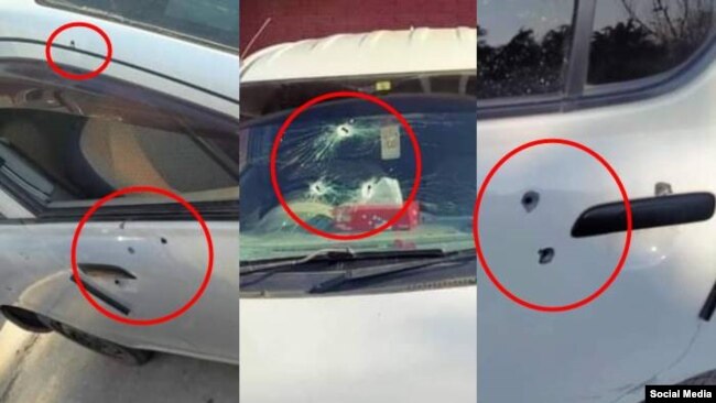 گاڑی کی تصاویر کے مطابق گاڑی کو سامنے ،پیچھے دائیں اور بائیں سے 17 فائر لگے۔
