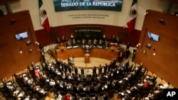 Vista del Senado mexicano en la Ciudad de México, el viernes 13 de octubre de 2017, en momentos en que hablaba el primer ministro canadiense, Justin Trudeau.