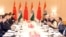 India's Prime Minister Narendra Modi (3rd R) and China's President Xi Jinping (3rd L) lead talks in Mamallapuram, on the outskirts of Chennai, India, Oct. 12, 2019.