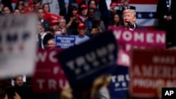 President Donald Trump addresses a rally, March 15, 2017, in Nashville, Tennessee.