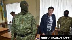 UKRAINE – Ukrainian-Russian Journalist Kyrylo Vyshynsky is pictured during a court hearing, Kherson, May 17, 2018