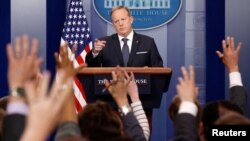 White House Press Secretary Sean Spicer takes a question during a press briefing at the White House in Washington, May 30, 2017.