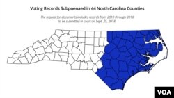 ICE has not said why it wants more than 2 million ballots and 15 million voting records from the counties(shown in blue), in addition to all voter registration applications for the past eight years.