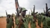 FILE - South Sudanese rebel soldiers raise their weapons at a military camp in the capital Juba, South Sudan, April 7, 2016. 