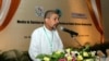FILE - DVB’s editorial director Aye Chan Naing delivers a speech during a seminar at Inya Lake hotel in Yangon, Myanmar, Sept.24, 2012.