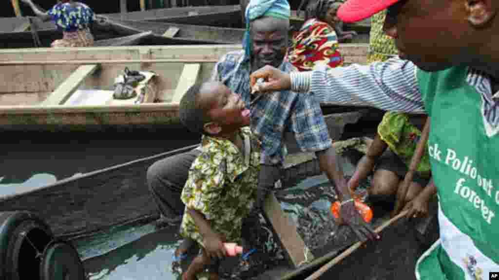 Community leaders, health workers, Muslim clerics, and victims work to vaccinate Nigerians against polio.