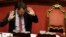 FILE - Italian Deputy Premier Matteo Salvini gestures as he addresses the Senate in Rome, July 11, 2019.