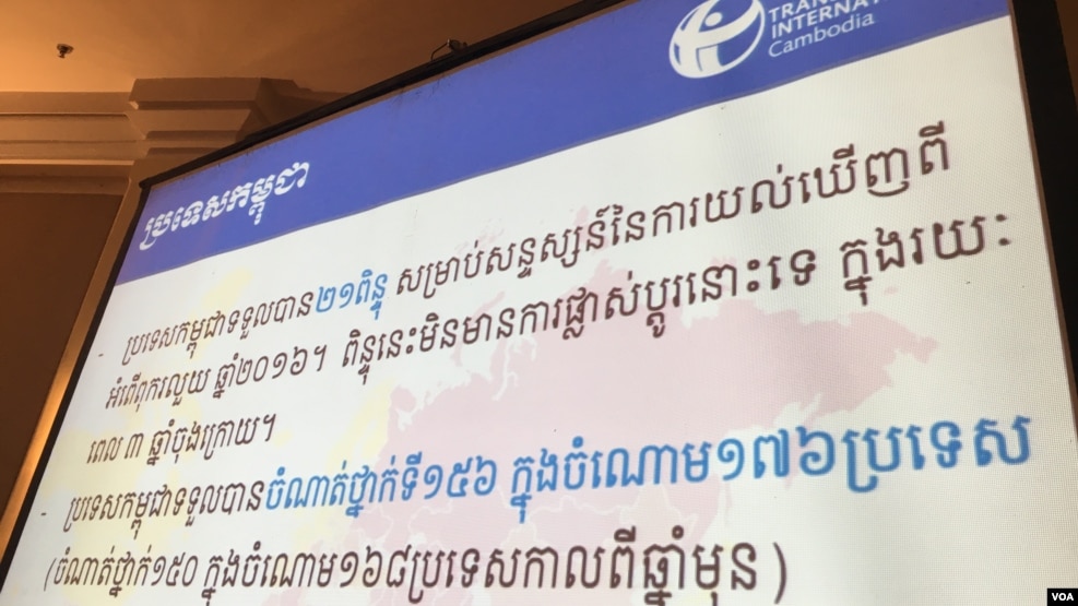 Transparency International released Corruption Index Perception (CIP) in Phnom Penh on January 25, 2017. (Hean Socheata/ VOA Khmer)