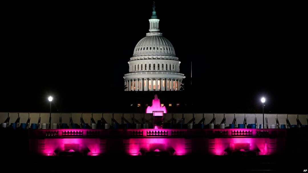 The Capitol is seen in Washington behind the newly-renovated Senate Fountain, Oct. 26, 2021.