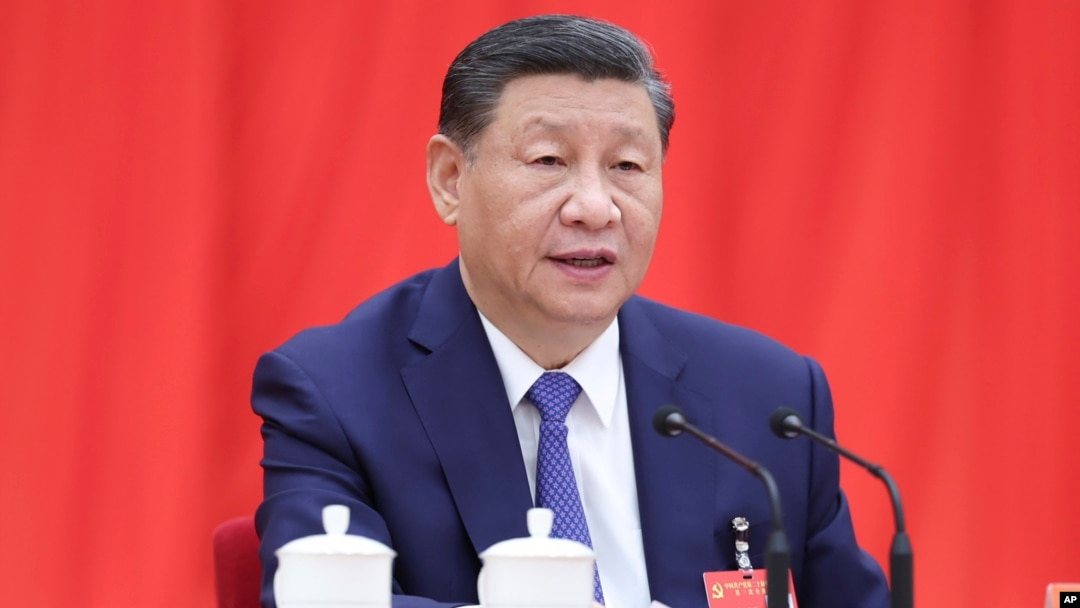 FILE - In this photo released July 18, 2024, by Xinhua News Agency, Chinese President Xi Jinping speaks at the third plenary session of the 20th Communist Party of China Central Committee, in Beijing. (Xie Huanchi/Xinhua via AP)