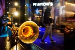 FILE - A trumpet belonging to Louis Armstrong is displayed at the National Museum of African American Music, Jan. 30, 2021, in Nashville, Tenn.