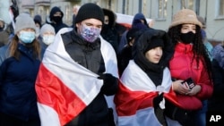 Демонстранты на улицах Минска. Декабрь 2020 г. 