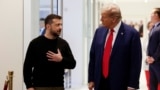 Republican presidential nominee and former U.S. President Donald Trump and Ukraine's President Volodymyr Zelenskiy meet in New York