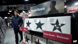 "Blackstar", the new album by David Bowie, is on display at a record shop in London, Jan. 11, 2016. 